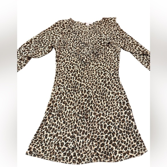 Y2K Victoria’s Secret Leopard Print Bell Sleeve Chiffon Sheer Dress Size Small - Picture 5 of 10